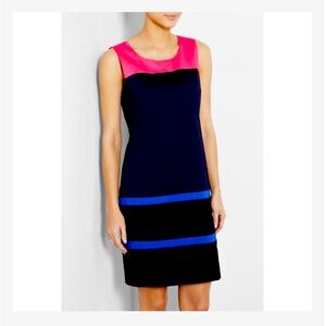 DKNY  Sheath Color block Sleeveless Dress Pink, Blue, and Black Size 6